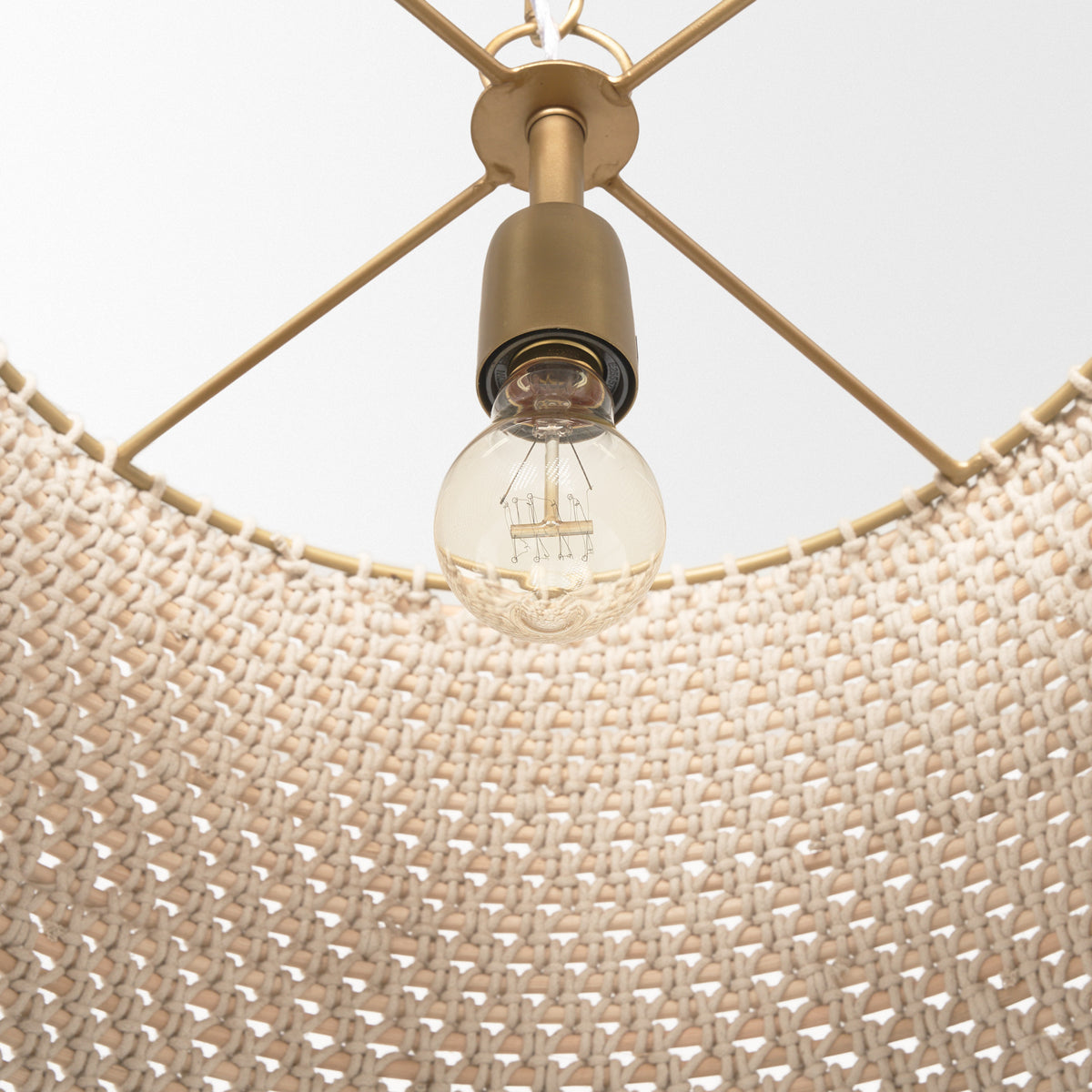 Tosha 1-Light Tapered Cotton Rope Drum Pendant-Pendant Lighting-DECOROLALA