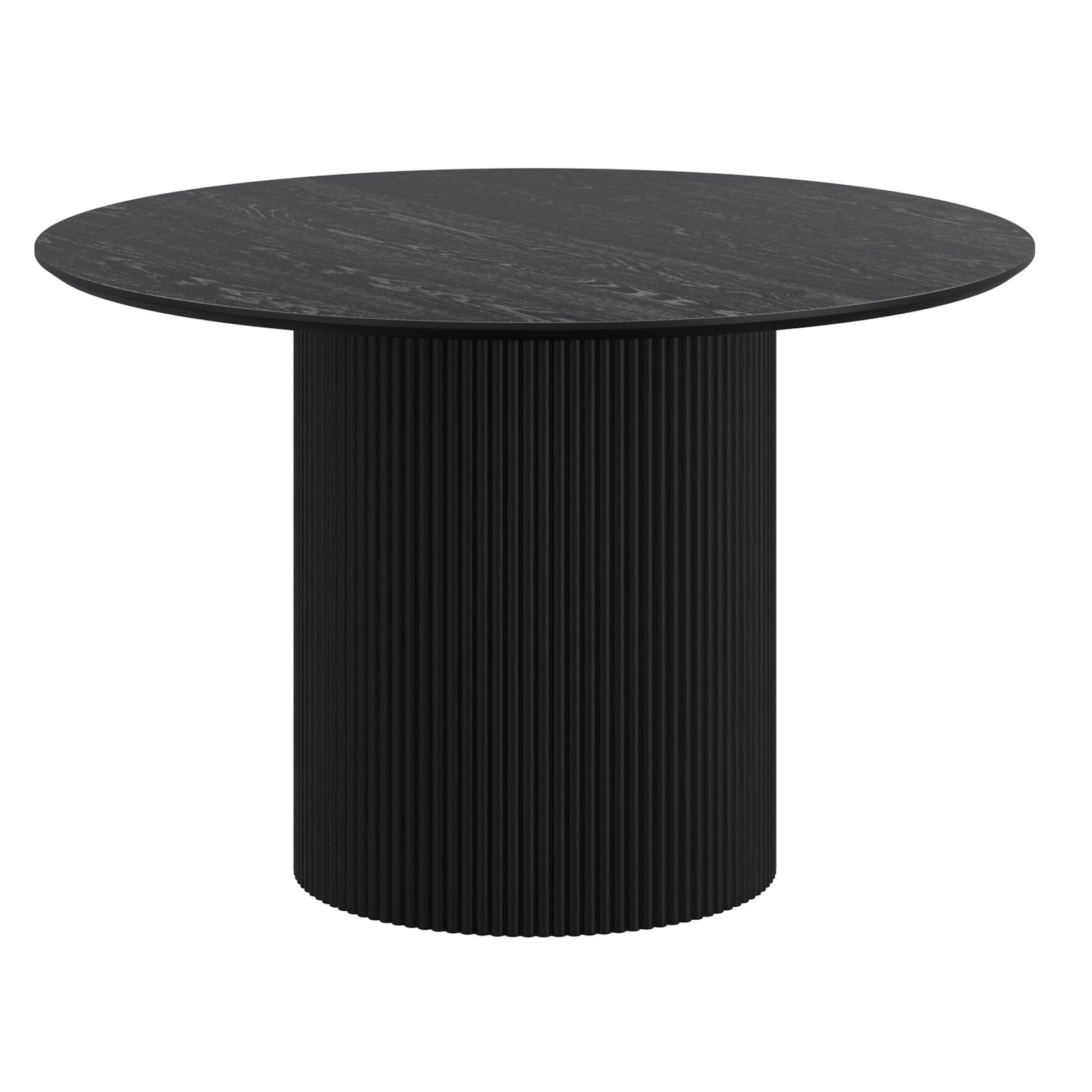 Tovas 5-Piece Dining Set - Round Pedestal Table Walnut Black-DECOROLALA