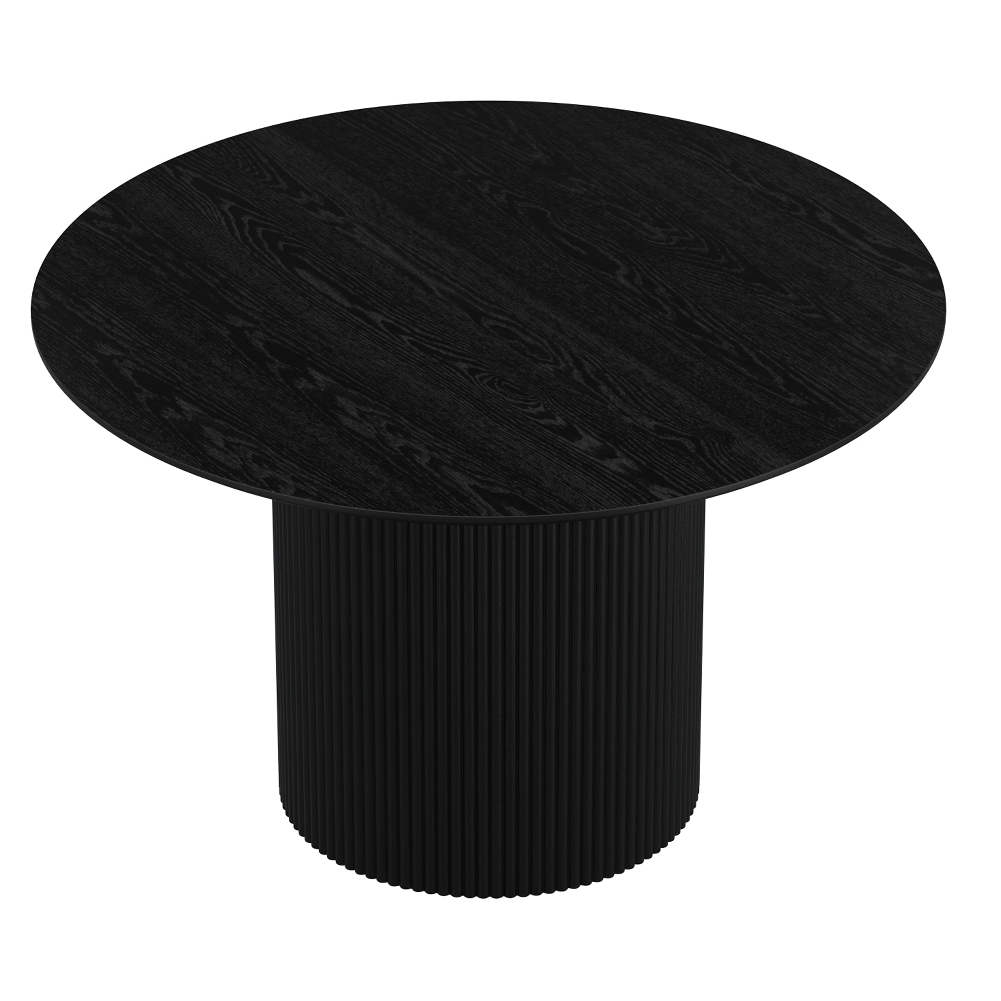 Tovas 5-Piece Dining Set - Round Pedestal Table Walnut Black-DECOROLALA