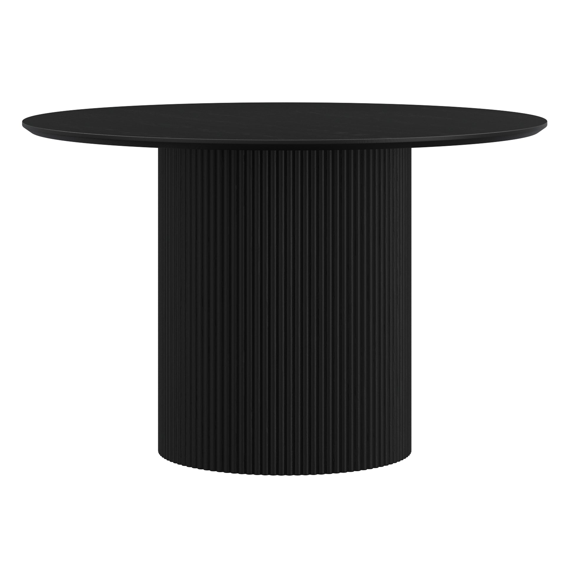 Tovas 5-Piece Dining Set - Round Pedestal Table Walnut Black-DECOROLALA