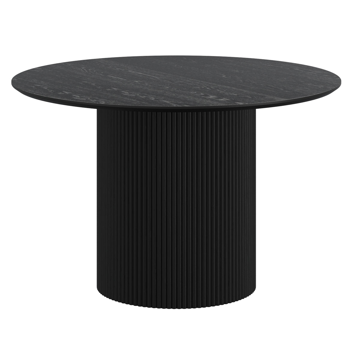 Tovas 5-Piece Dining Set - Round Pedestal Table Walnut Black-Dining Room Sets-DECOROLALA