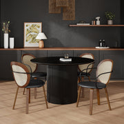 Tovas 5-Piece Dining Set - Round Pedestal Table Walnut Black-DECOROLALA