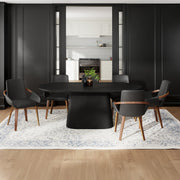 Tovas 7-Piece Oval Dining Set - Black and Walnut Mid-Century-DECOROLALA