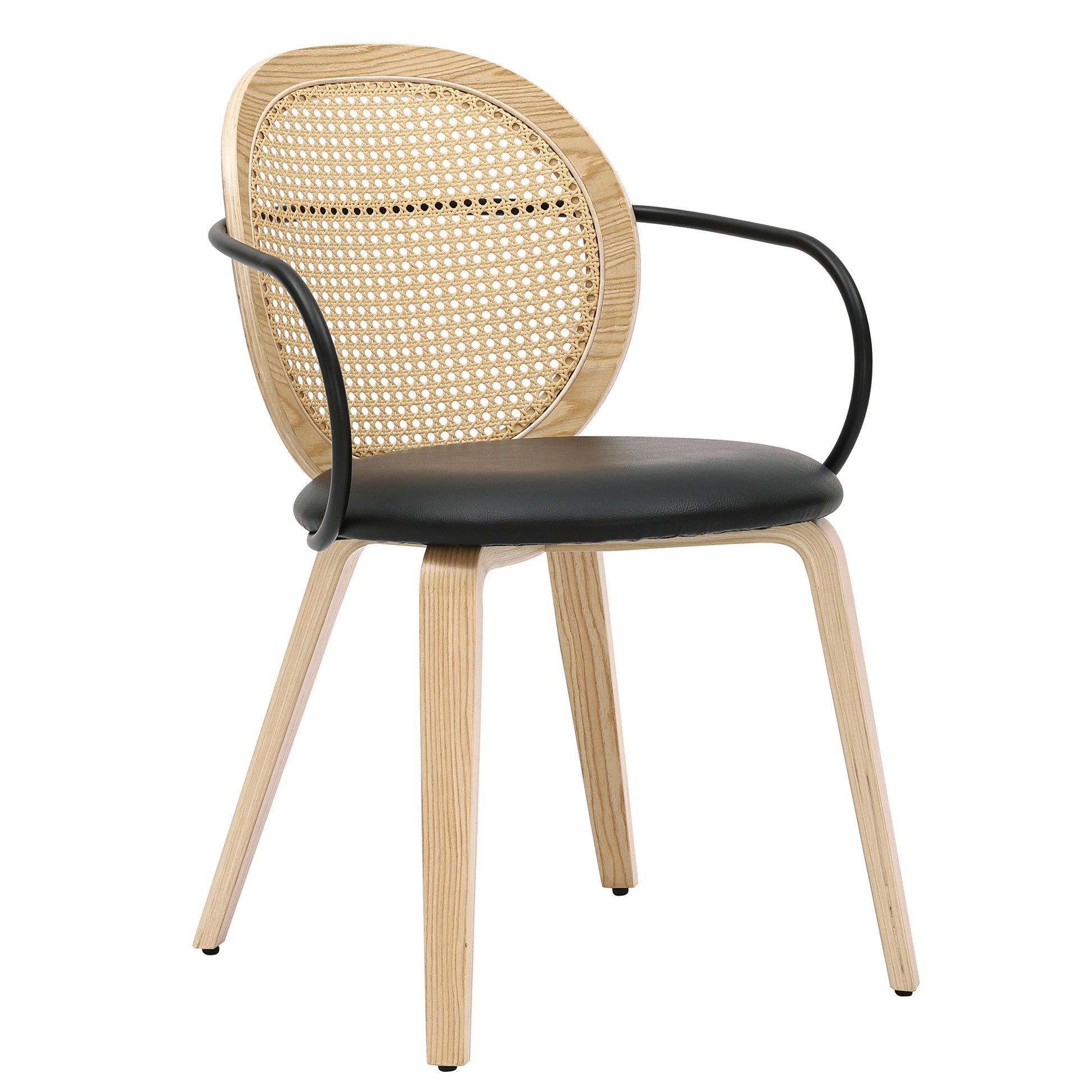 Tovas Light Oak 7-Piece Oval Dining Set with Faux Rattan Chairs-DECOROLALA