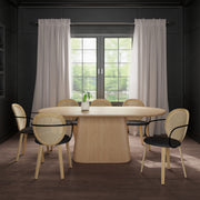 Tovas Light Oak 7-Piece Oval Dining Set with Faux Rattan Chairs-DECOROLALA