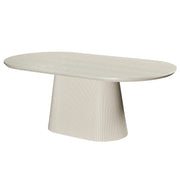 Tovas Oval Dining Table - Ivory Reeded Wood Pedestal Base-DECOROLALA