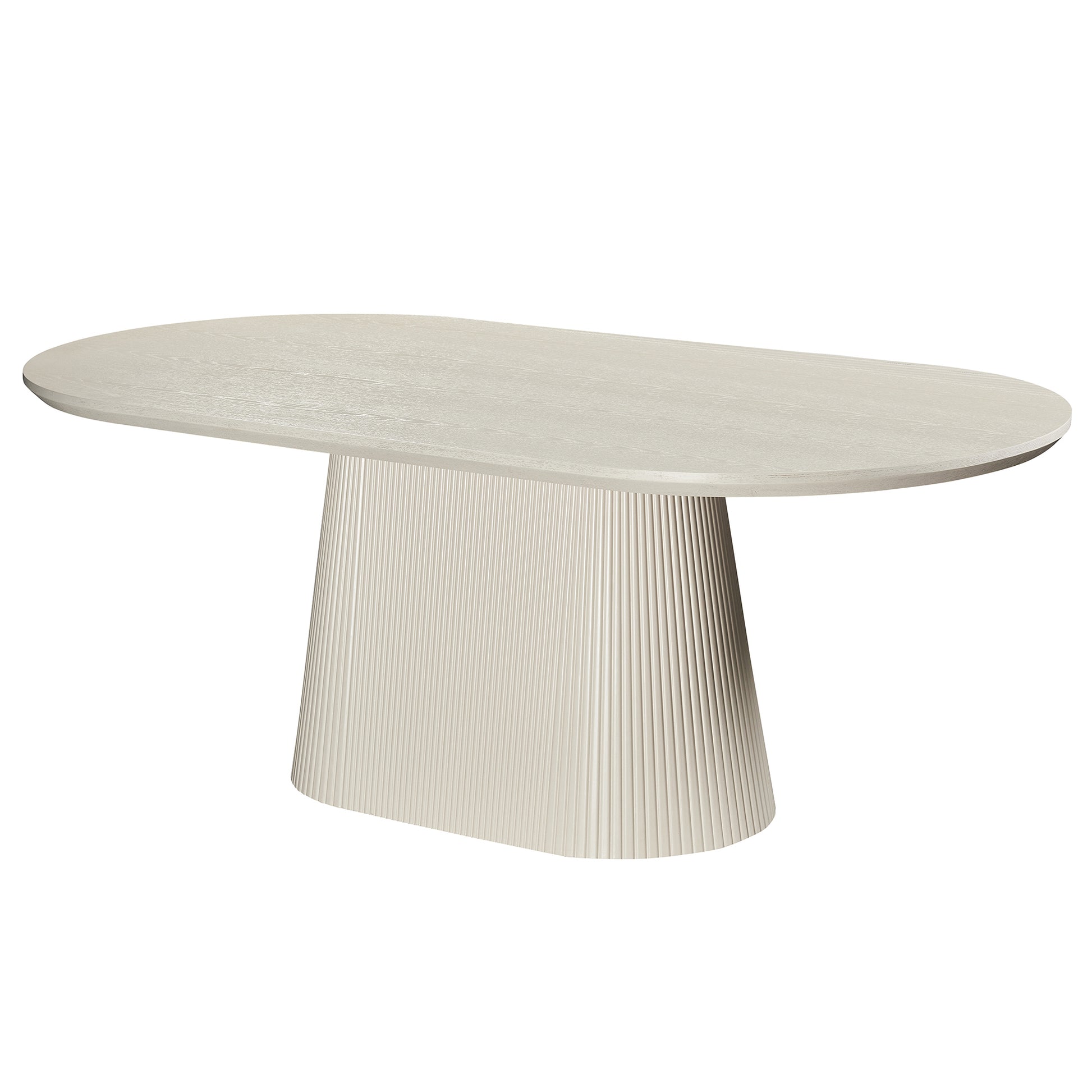 Tovas Oval Dining Table - Ivory Reeded Wood Pedestal Base-DECOROLALA