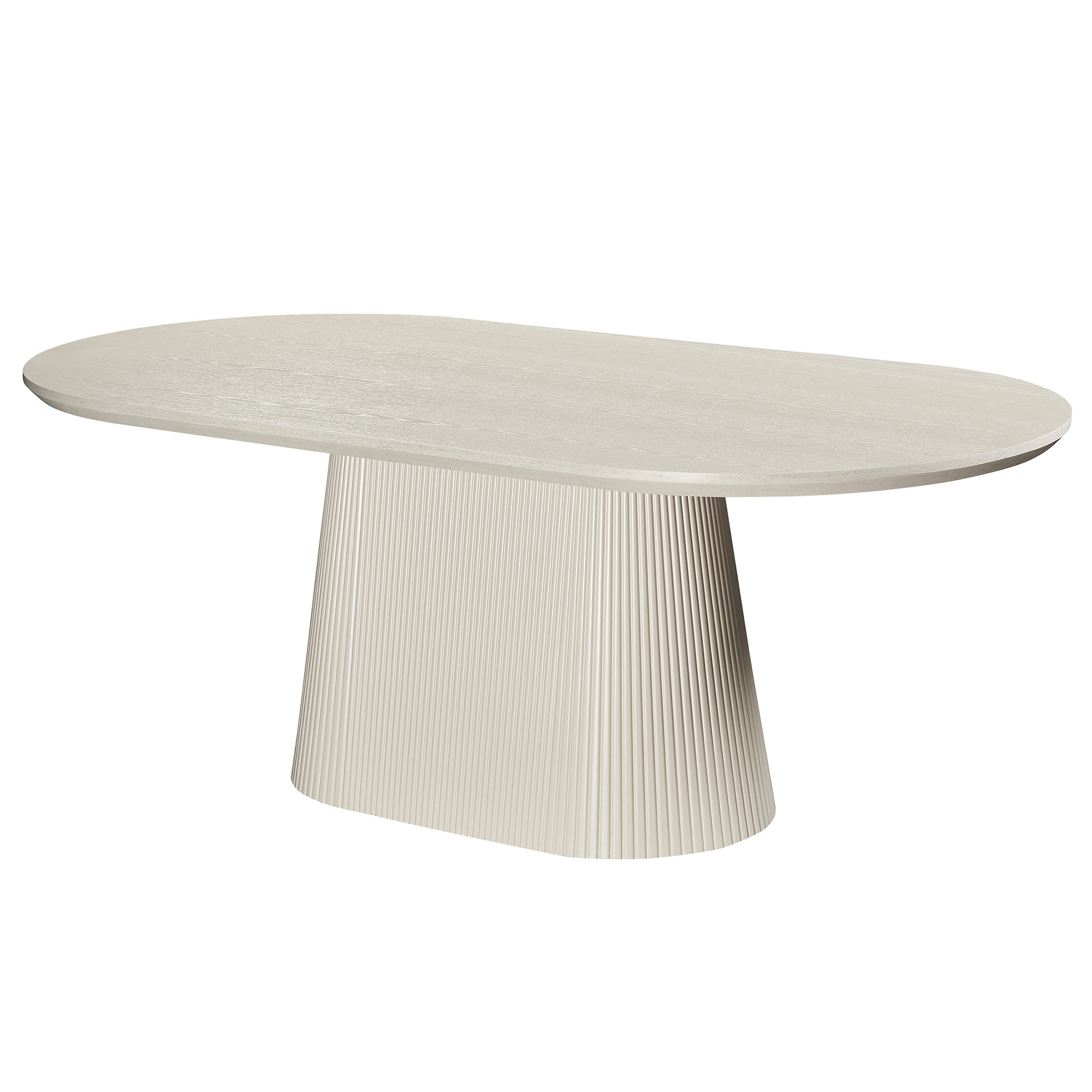 Tovas Oval Dining Table - Ivory Reeded Wood Pedestal Base-DECOROLALA