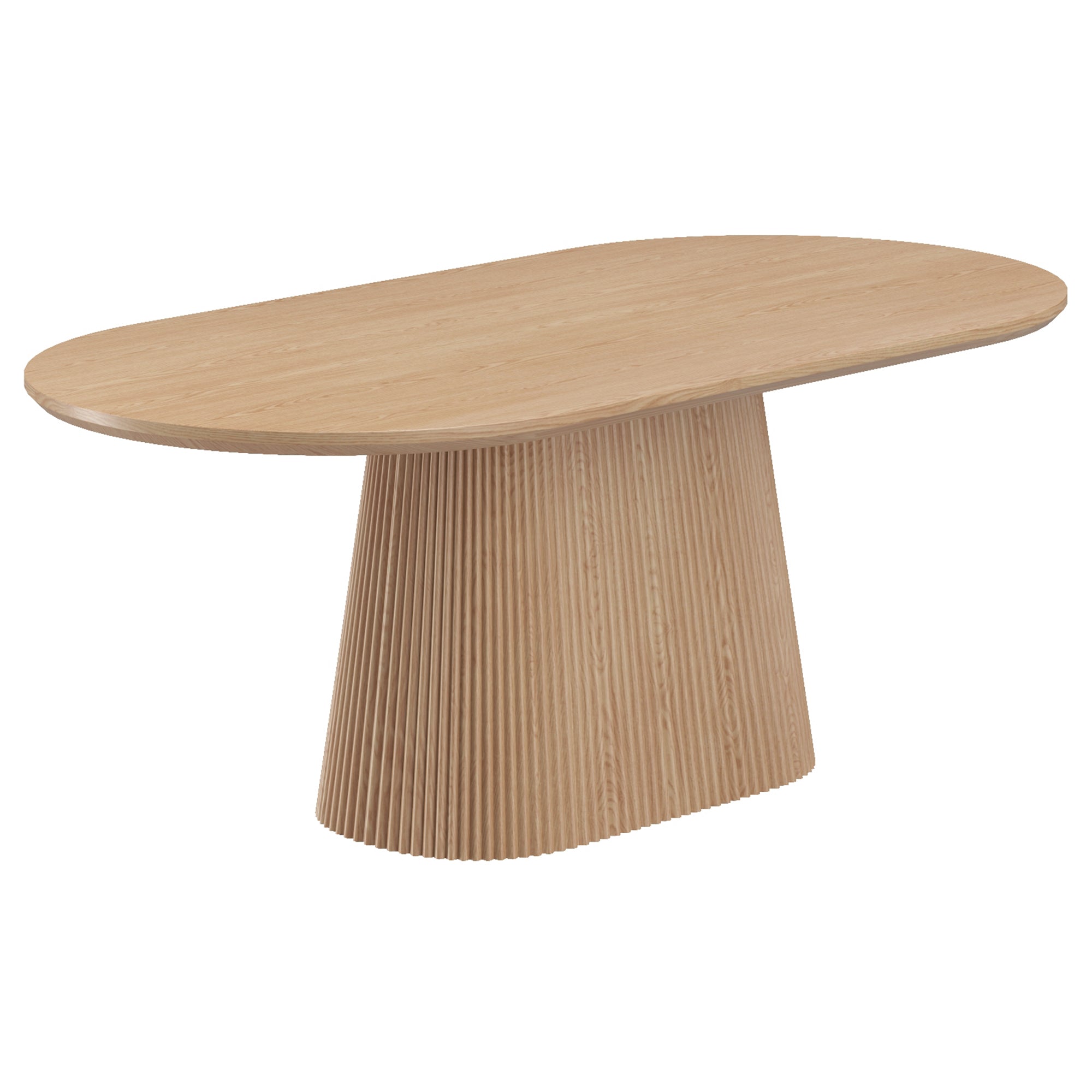 Tovas Oval Dining Table - Natural Wood Reeded Pedestal Base-DECOROLALA
