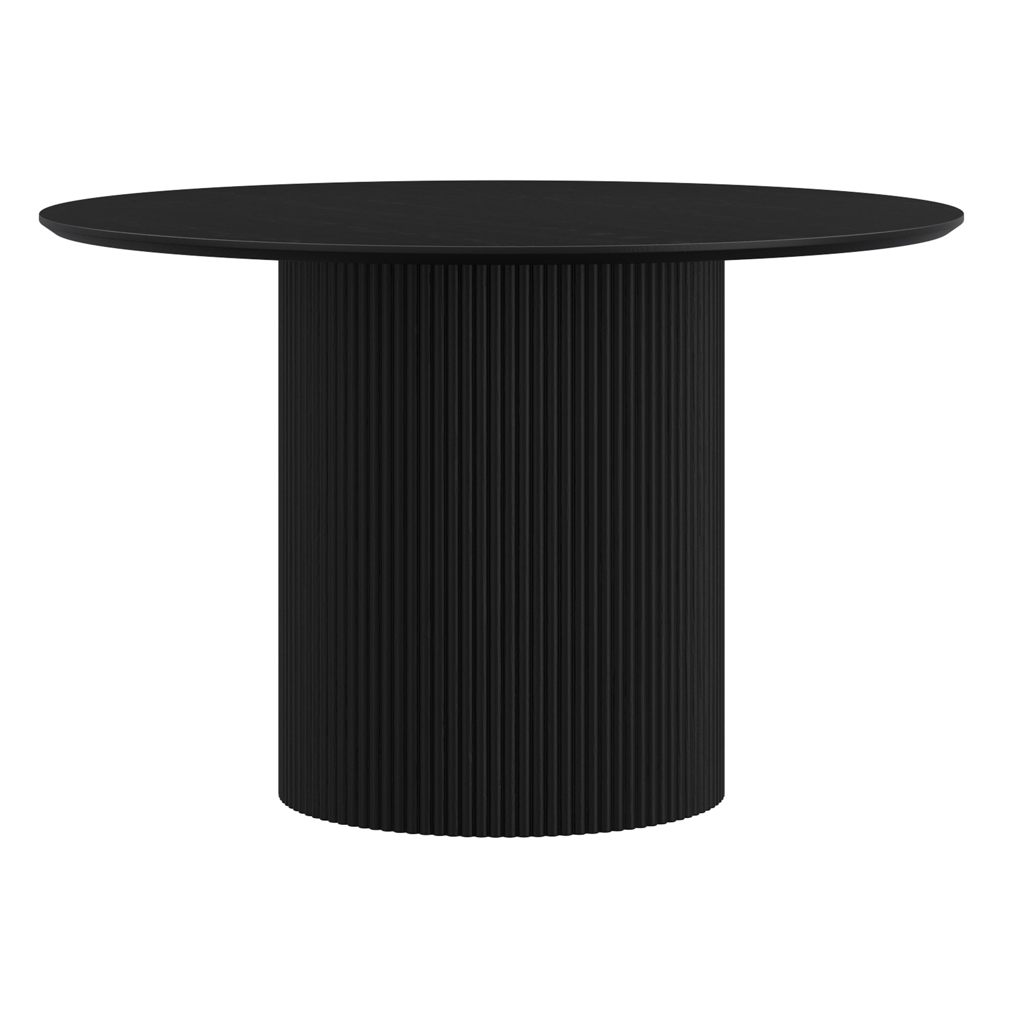 Tovas Round Dining Table - Black Wood Reeded Pedestal Base-DECOROLALA