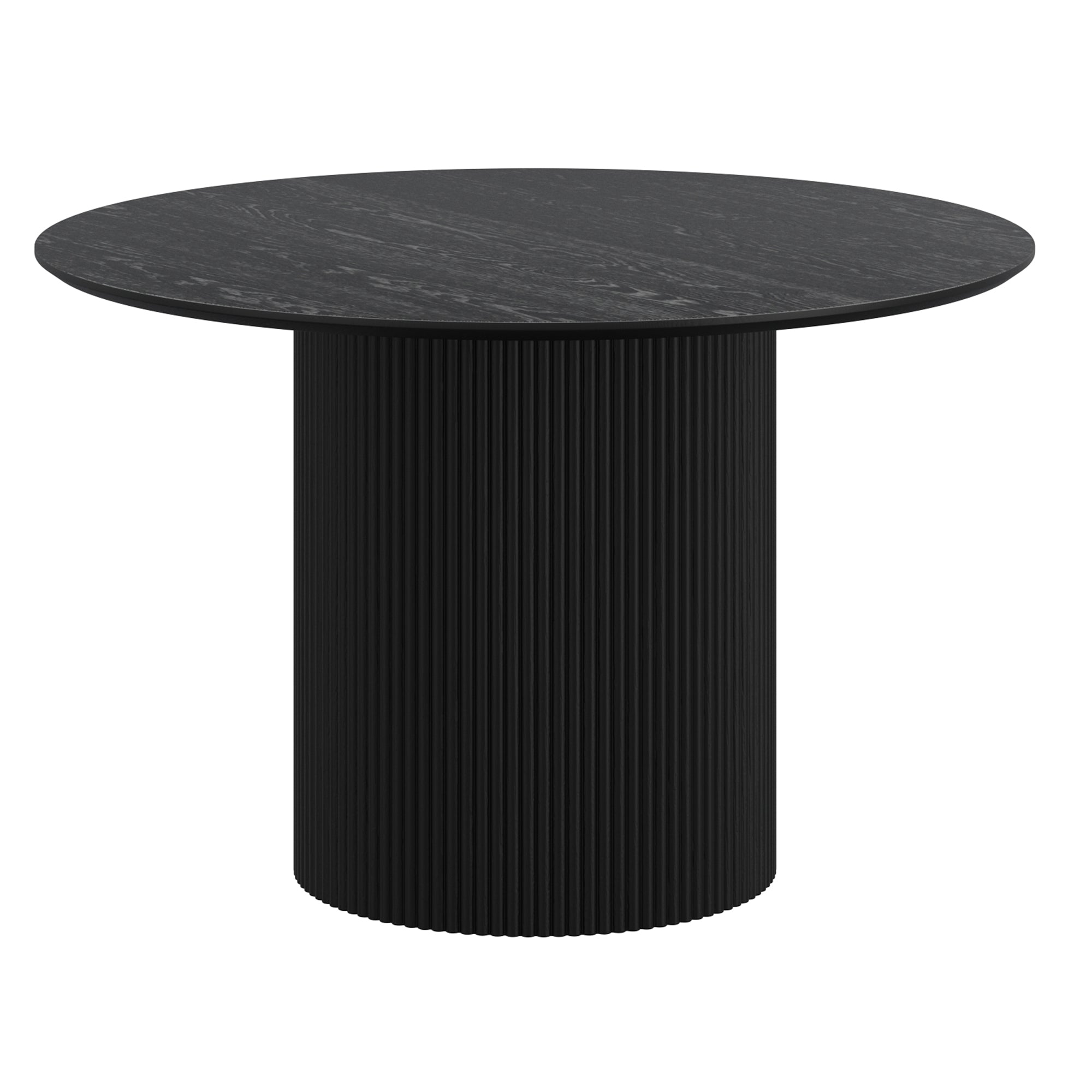 Tovas Round Dining Table - Black Wood Reeded Pedestal Base-DECOROLALA