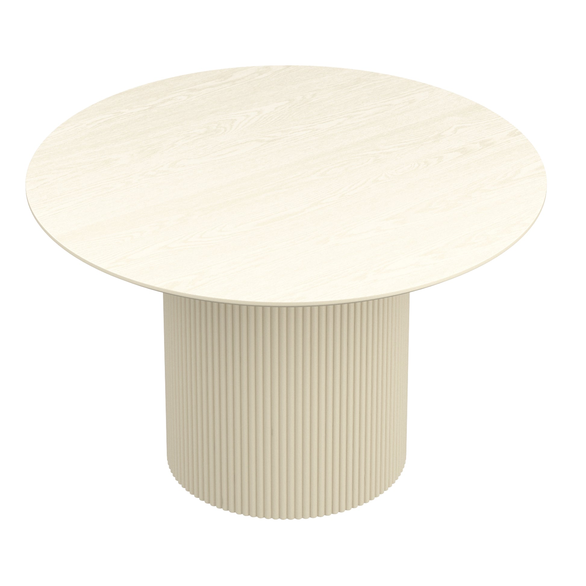 Tovas Round Dining Table - Ivory Reeded Wood Pedestal Base-DECOROLALA