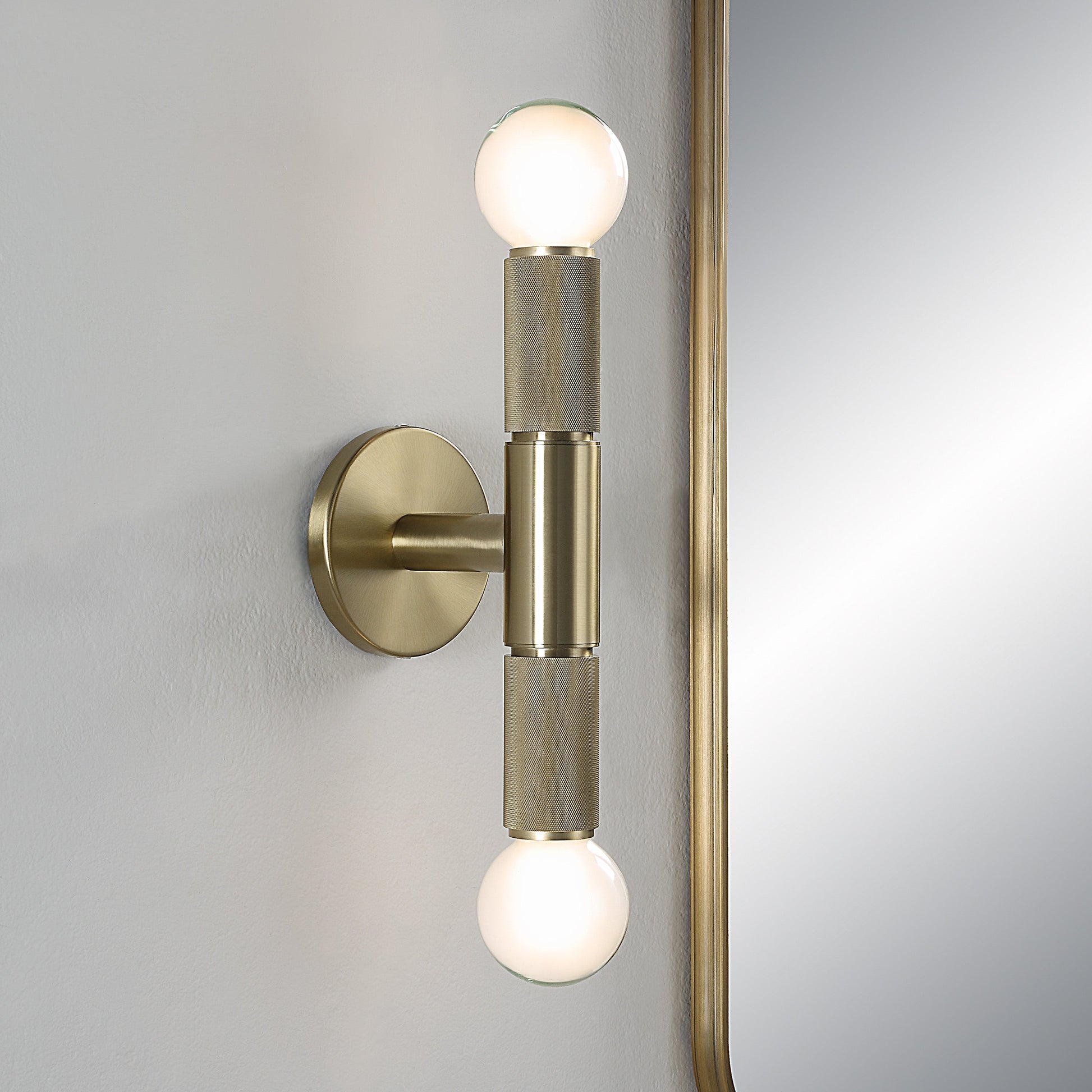 Tovi 2-Light Wall Sconce, 12" Brass-Wall Sconce-DECOROLALA