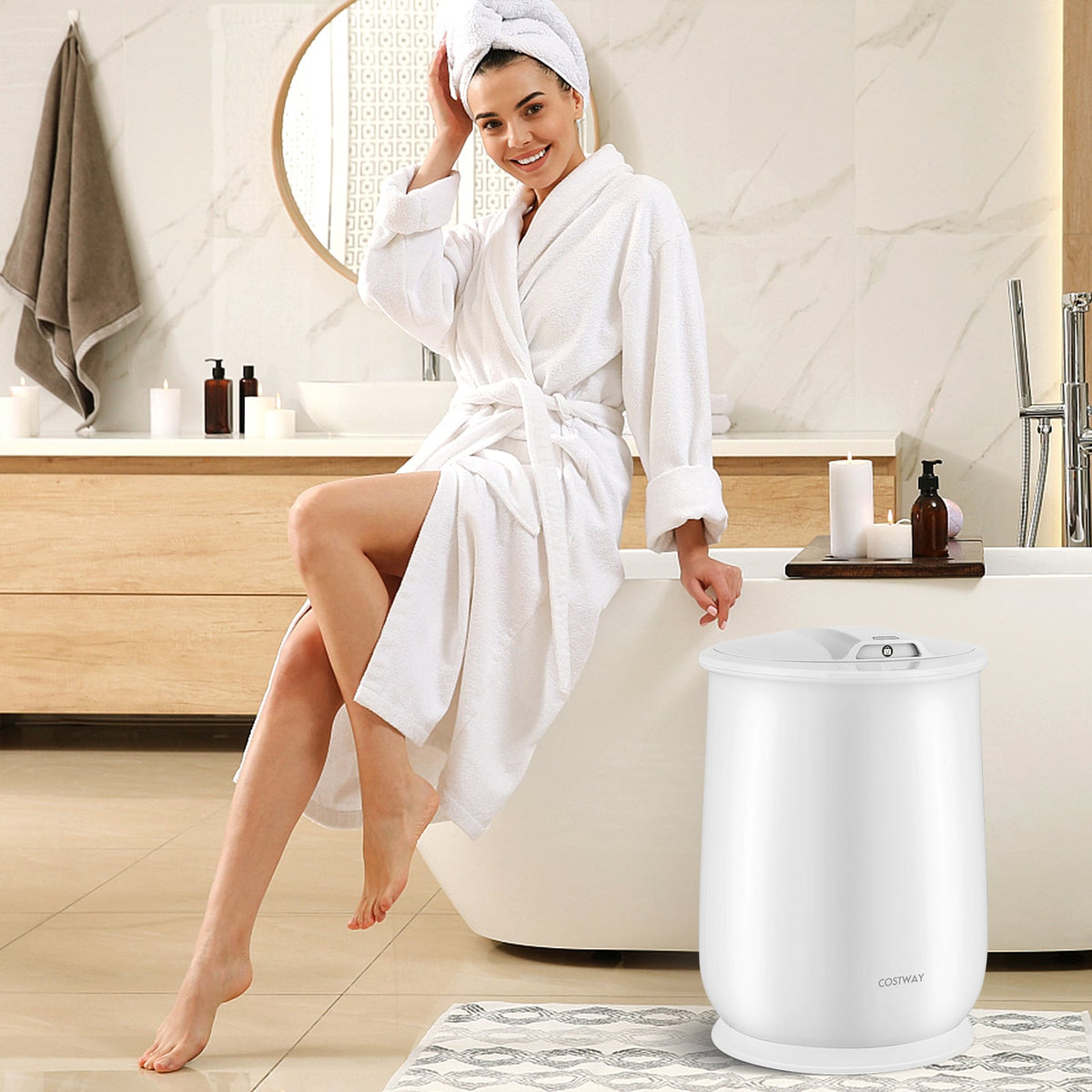 Towel Warmer Bucket - 5.5 Gallon White with Auto Shut Off-Dryers-DECOROLALA