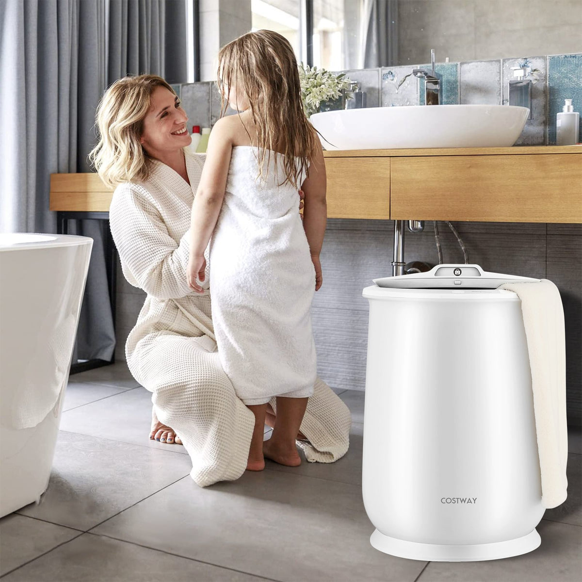 Towel Warmer Bucket - 5.5 Gallon White with Auto Shut Off-Dryers-DECOROLALA