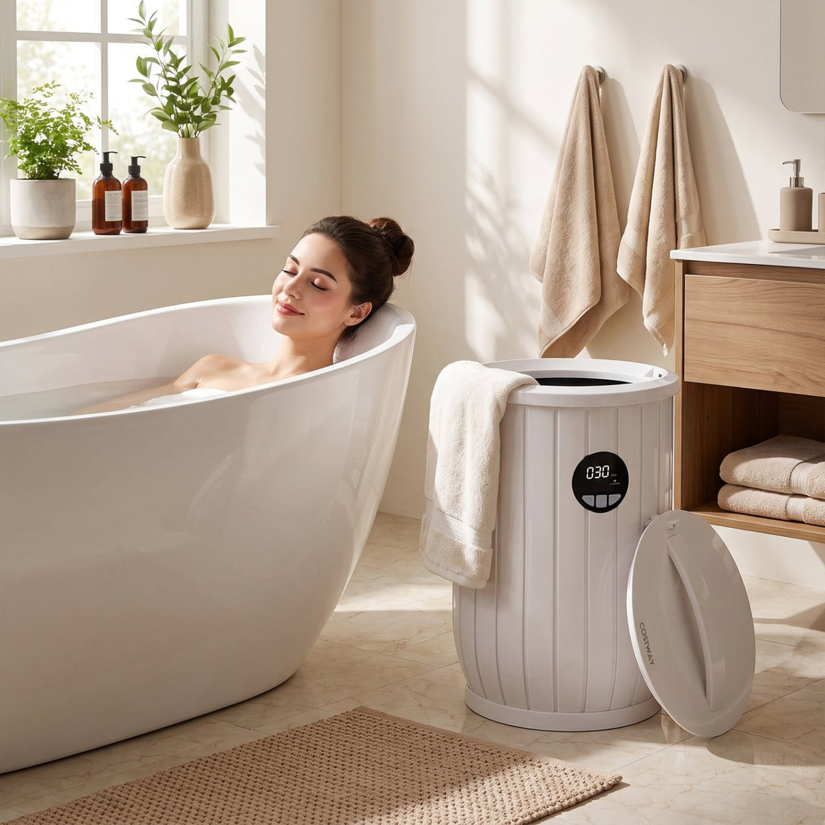 Towel Warmer Bucket with Fragrance Tray & Timer - 20L White-Dryers-DECOROLALA