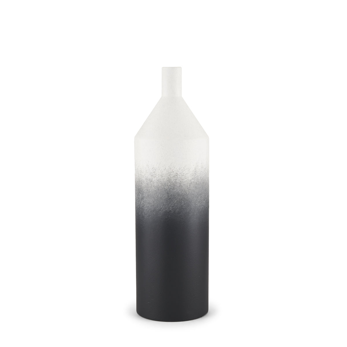 Townley Small White w/ Black Ombre Metal Vase-Vase-DECOROLALA