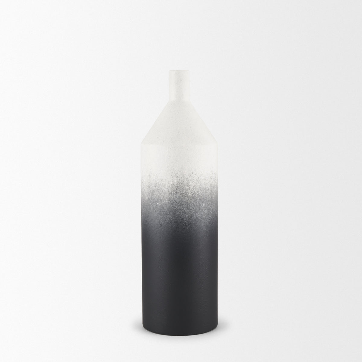 Townley Small White w/ Black Ombre Metal Vase-Vase-DECOROLALA
