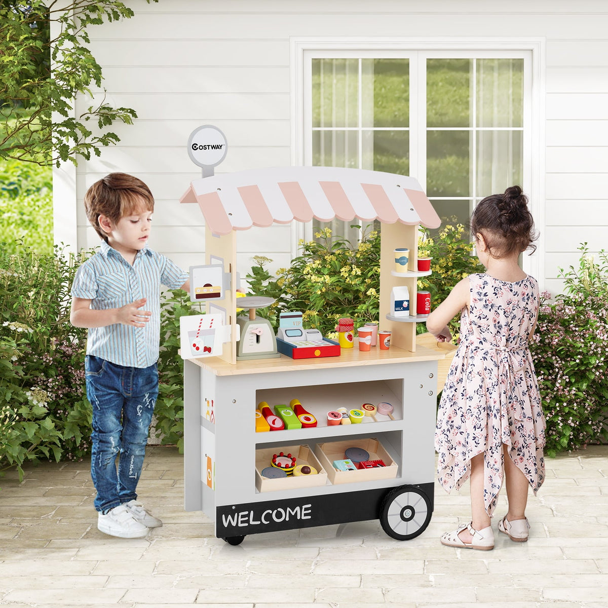 Toy Cart Play Set with POS Machine and Lovely Scale-Gray-Pretend Toys-DECOROLALA
