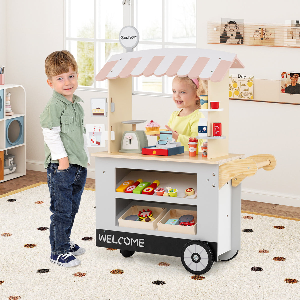 Toy Cart Play Set with POS Machine and Lovely Scale-Gray-Pretend Toys-DECOROLALA