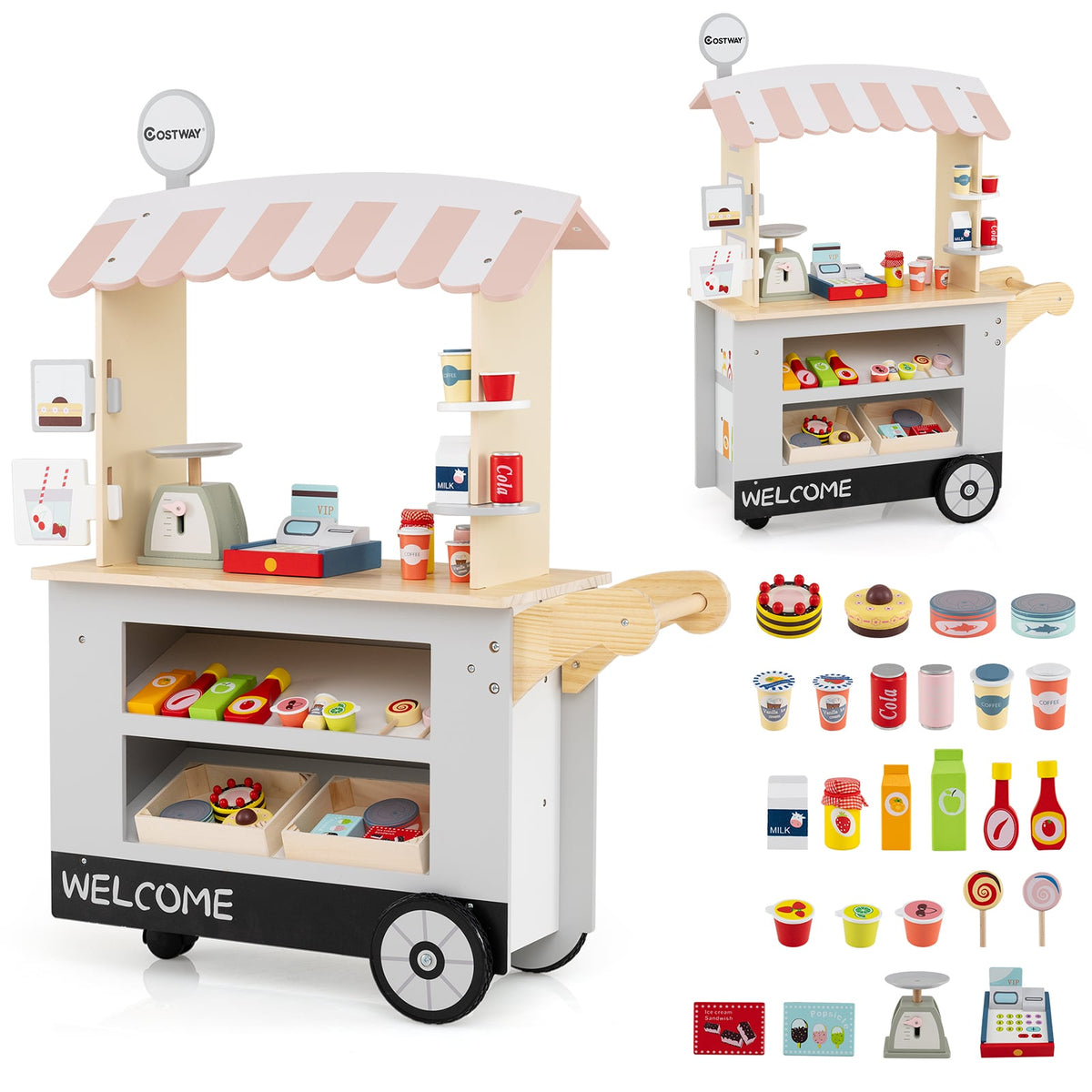 Toy Cart Play Set with POS Machine and Lovely Scale-Gray-Pretend Toys-DECOROLALA