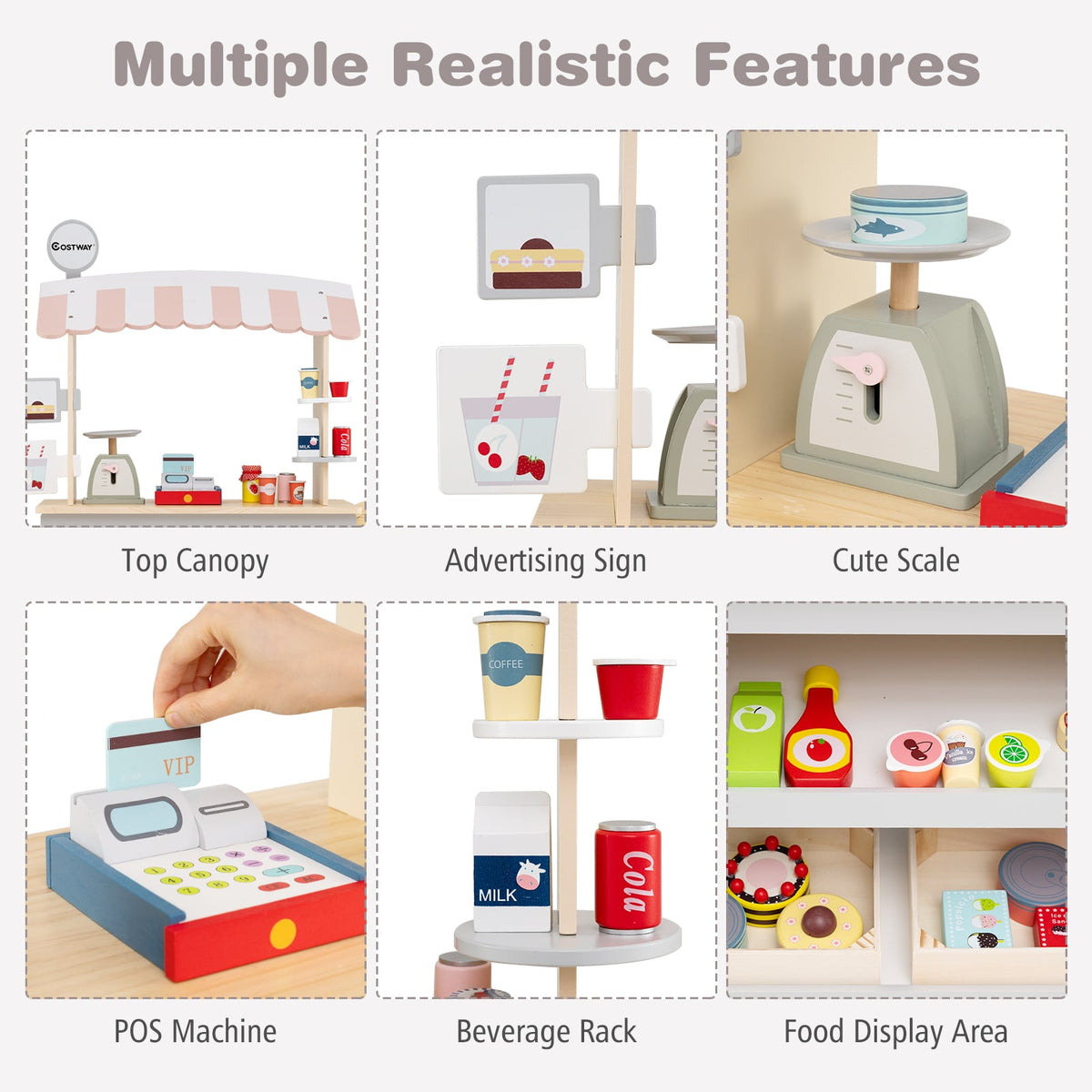 Toy Cart Play Set with POS Machine and Lovely Scale-Gray-Pretend Toys-DECOROLALA