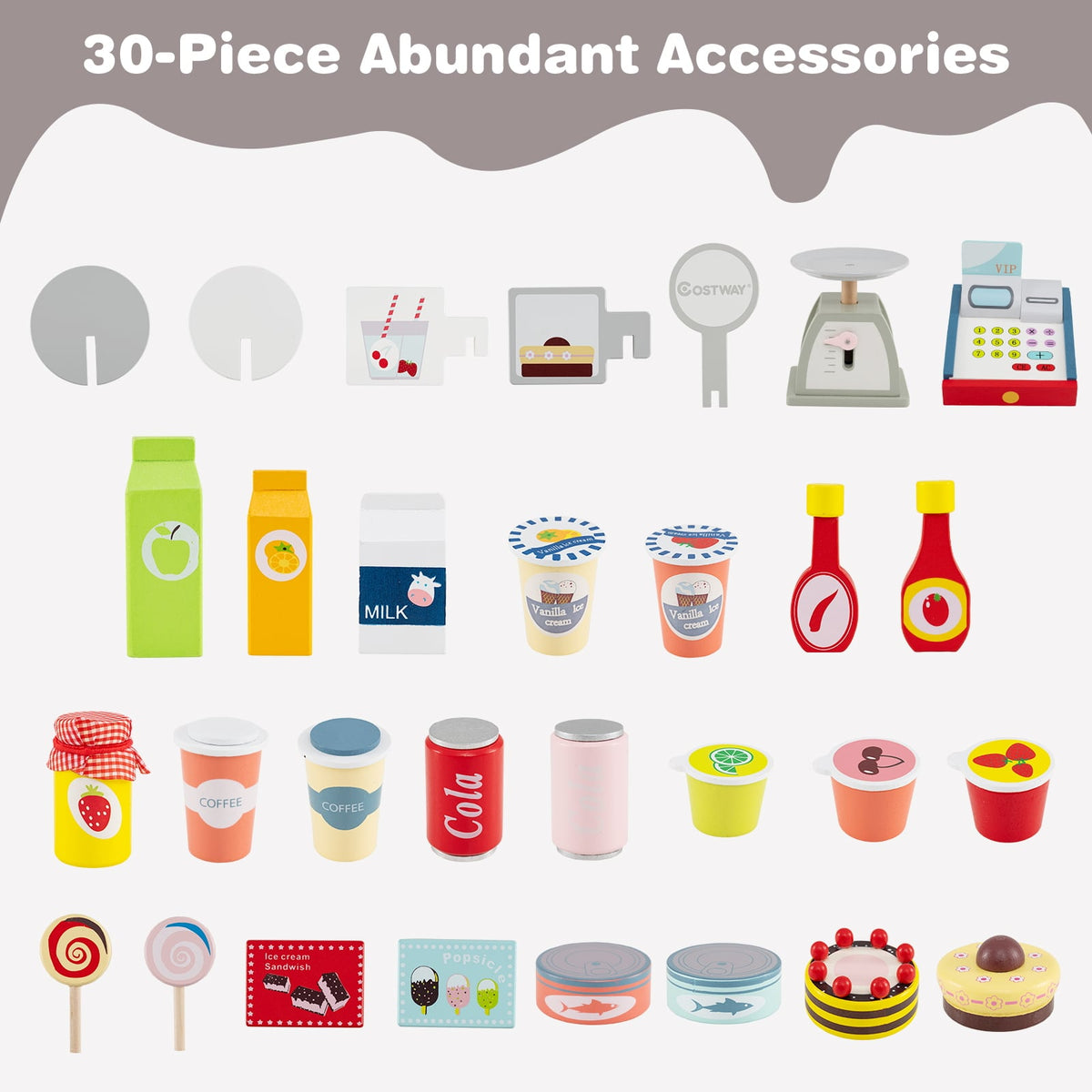 Toy Cart Play Set with POS Machine and Lovely Scale-Gray-Pretend Toys-DECOROLALA