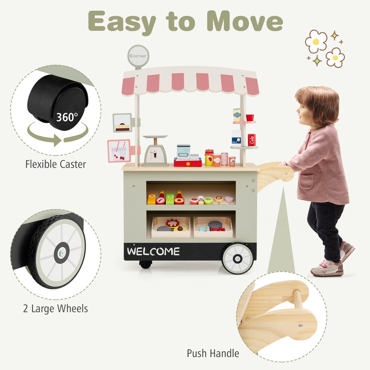 Toy Cart Play Set with POS Machine and Lovely Scale-Green-Pretend Toys-DECOROLALA