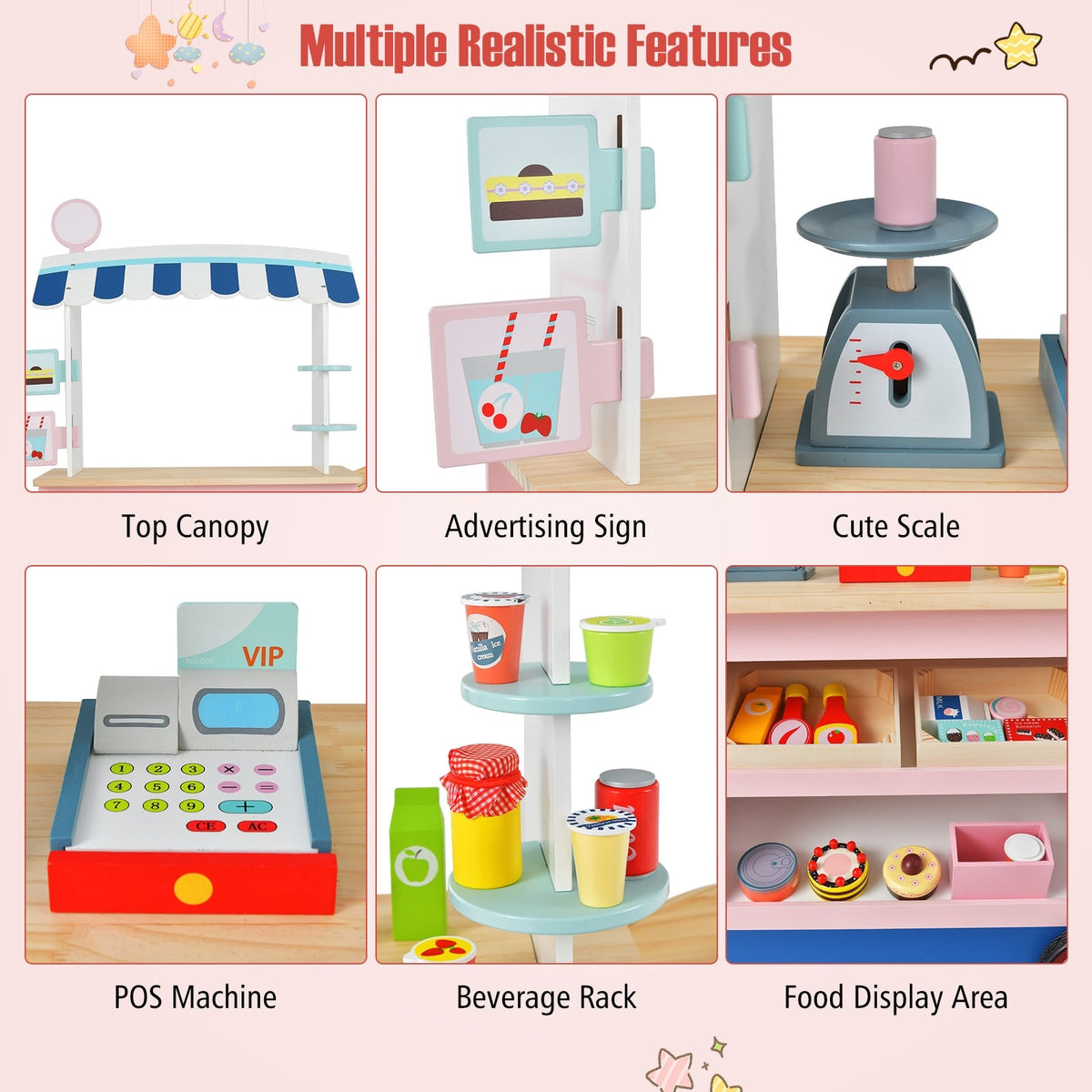 Toy Cart Play Set with POS Machine and Lovely Scale-Multicolor-Pretend Toys-DECOROLALA