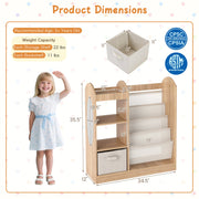 Toy Storage Organizer with 4-Tier Sling Shelves-Natural-Kids Storage-DECOROLALA
