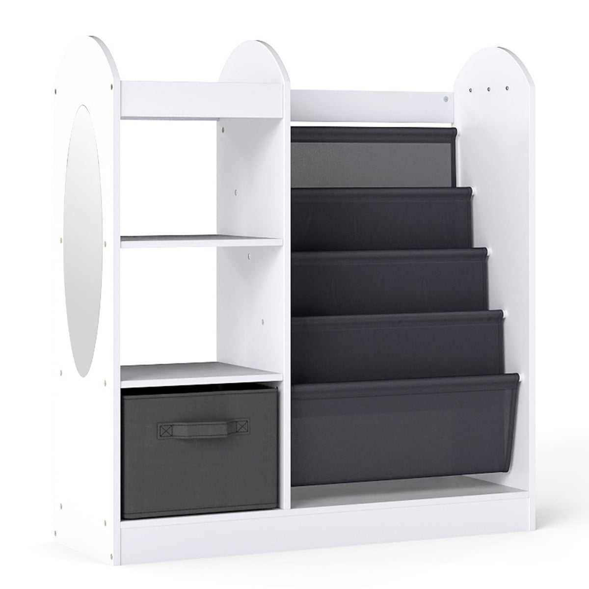 Toy Storage Organizer with 4-Tier Sling Shelves-White-Kids Storage-DECOROLALA