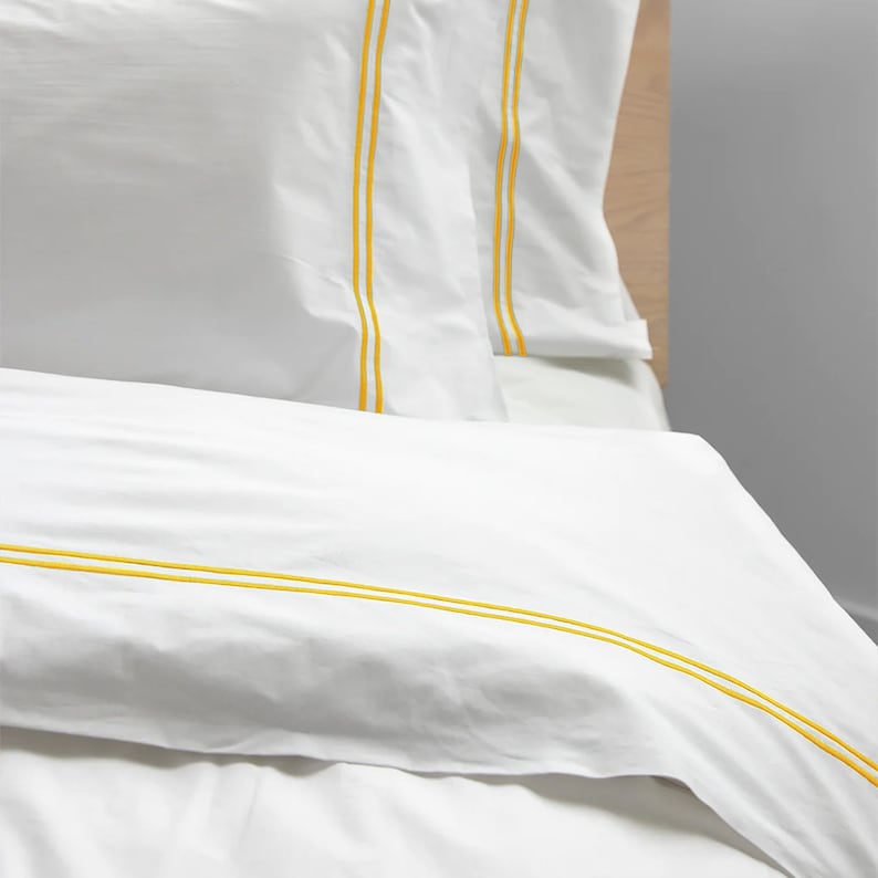Tracks Linen Cotton Embroidered Edge Duvet Cover Set-Bed Sheet-DECOROLALA