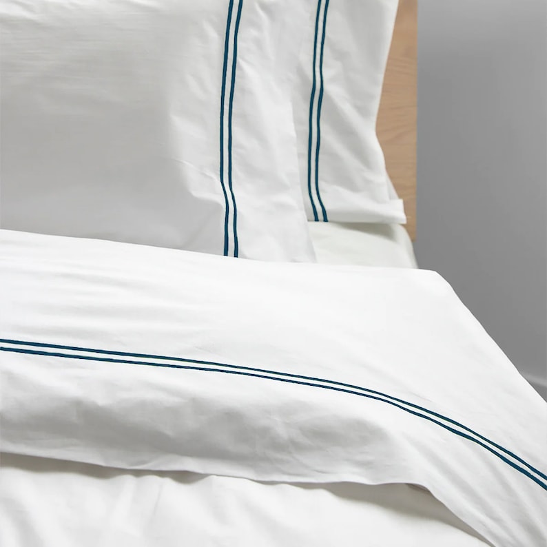 Tracks Linen Cotton Embroidered Edge Duvet Cover Set-Bed Sheet-DECOROLALA