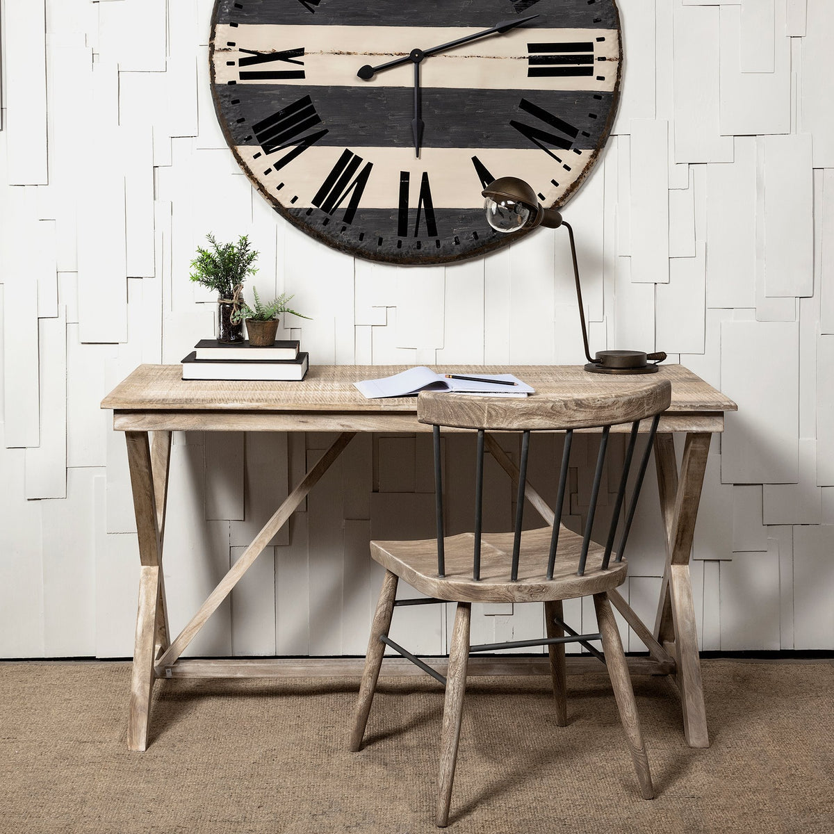 Tracy X-Frame Wood Office Desk - Natural-Office Furniture-DECOROLALA