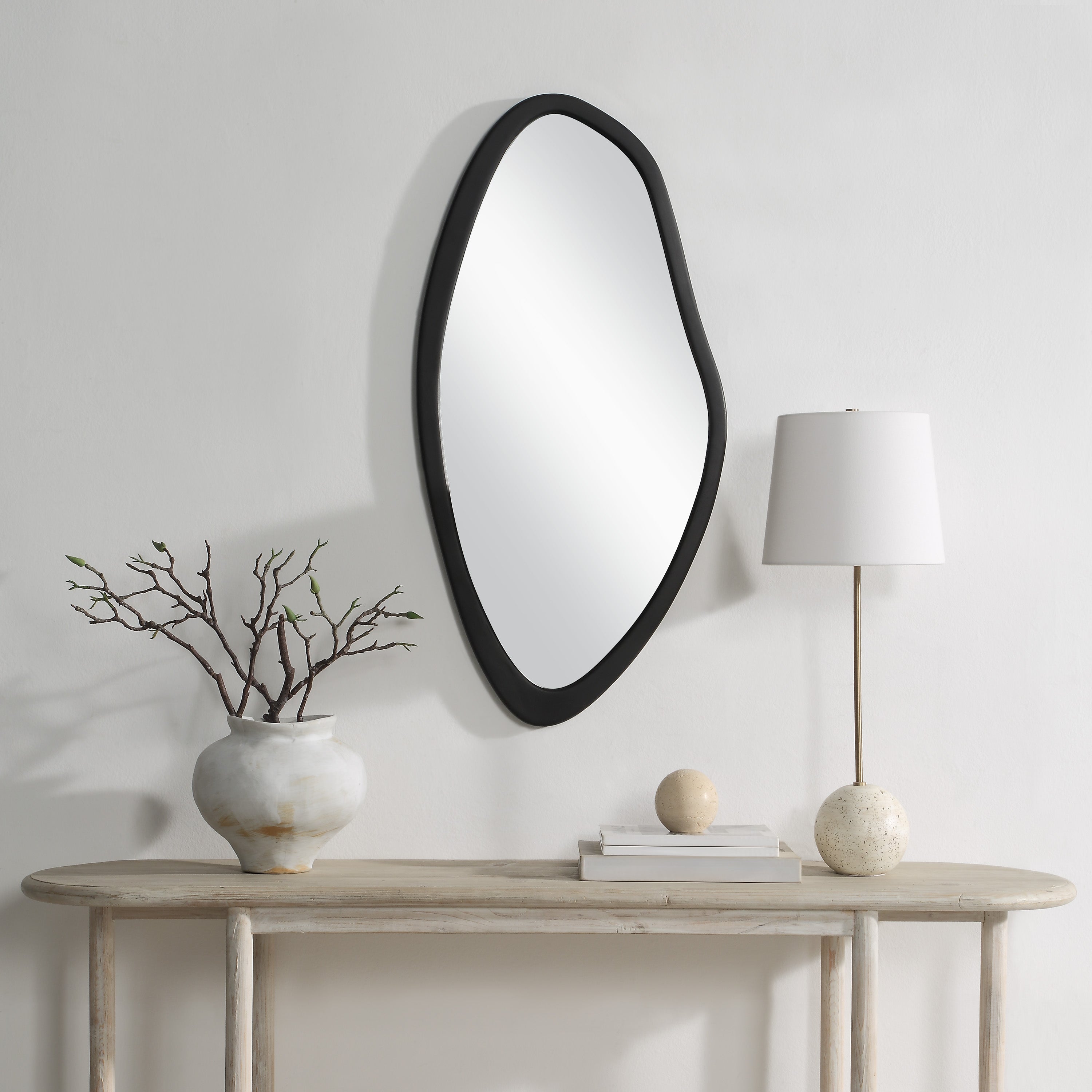 Trani 40" H x 19.75" W Wall Mirror, Black-Mirror-DECOROLALA
