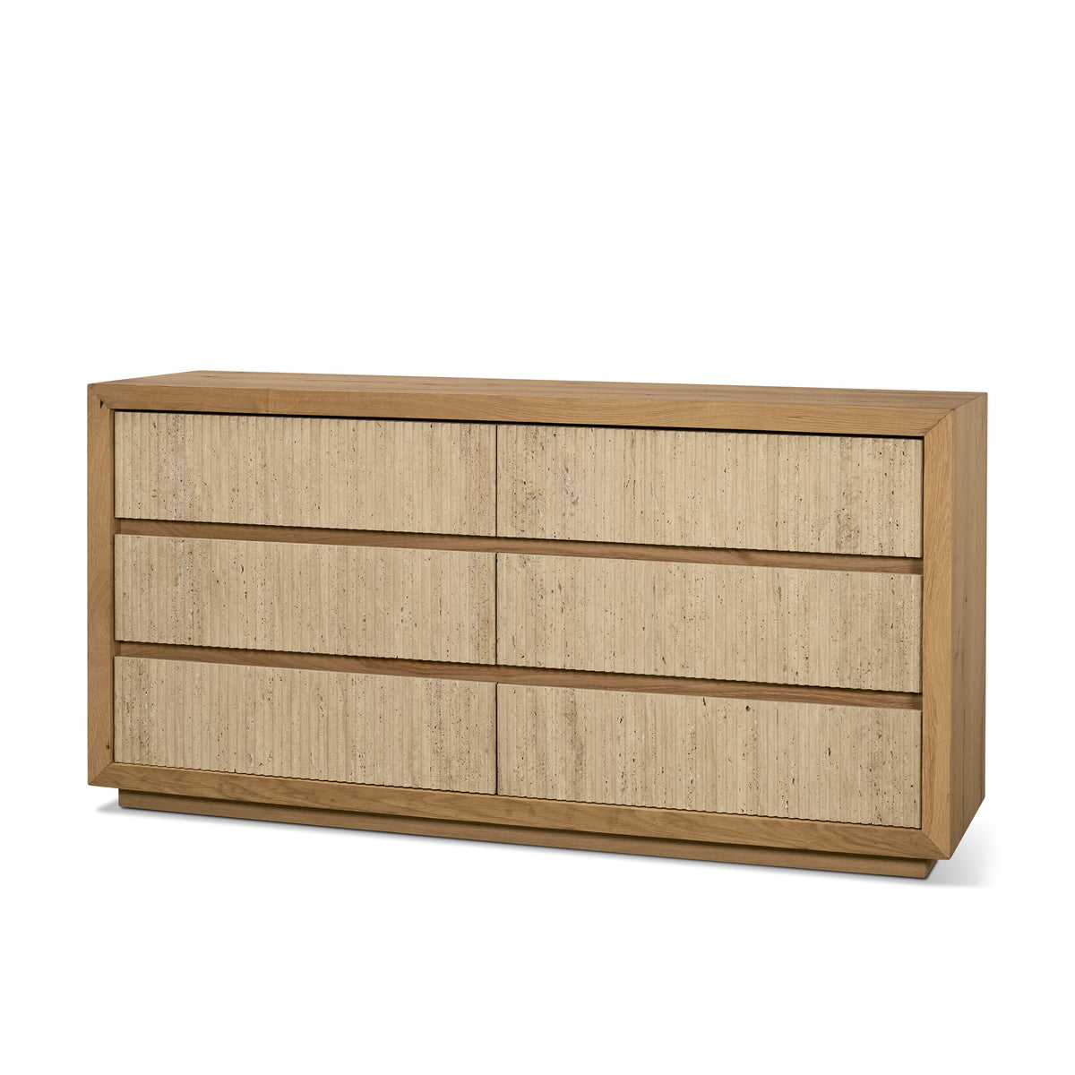 Travona Oak Wood w/ Travertine 6 Drawer Dresser-Dressers-DECOROLALA
