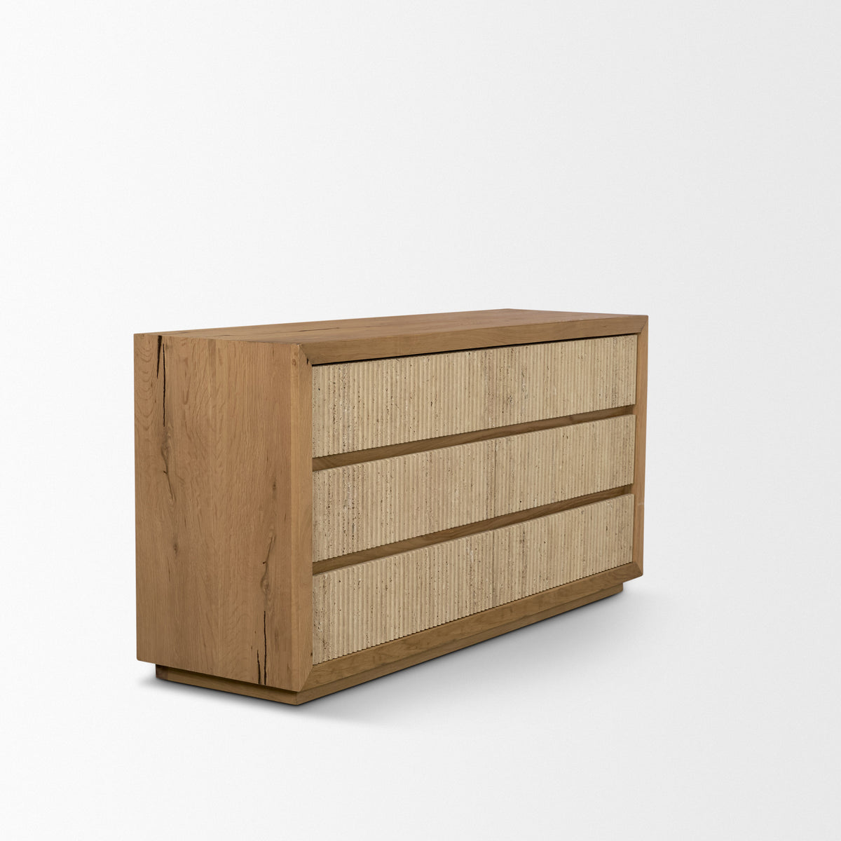 Travona Oak Wood w/ Travertine 6 Drawer Dresser-Dressers-DECOROLALA