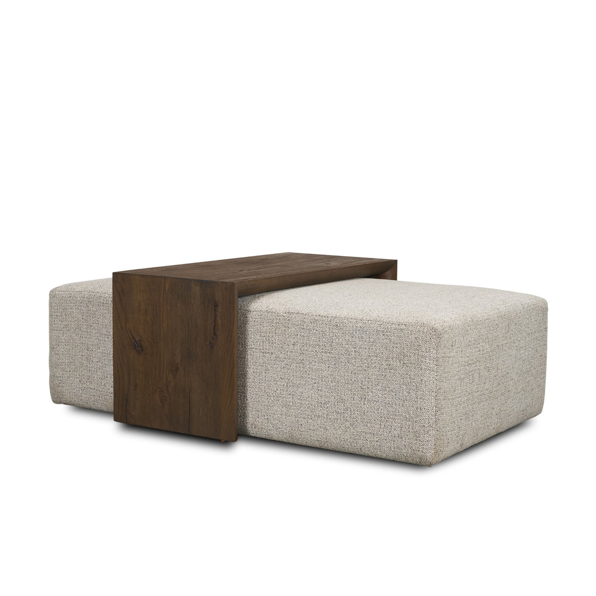Trayden Gray Fabric w/ Brown Slider Top Coffee Table 55.0X 37.0X 46.0 (cm)-Coffee Tables-DECOROLALA