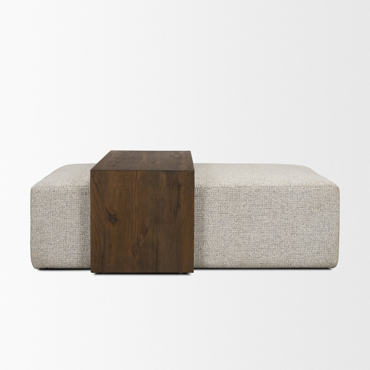 Trayden Gray Fabric w/ Brown Slider Top Coffee Table 55.0X 37.0X 46.0 (cm)-Coffee Tables-DECOROLALA