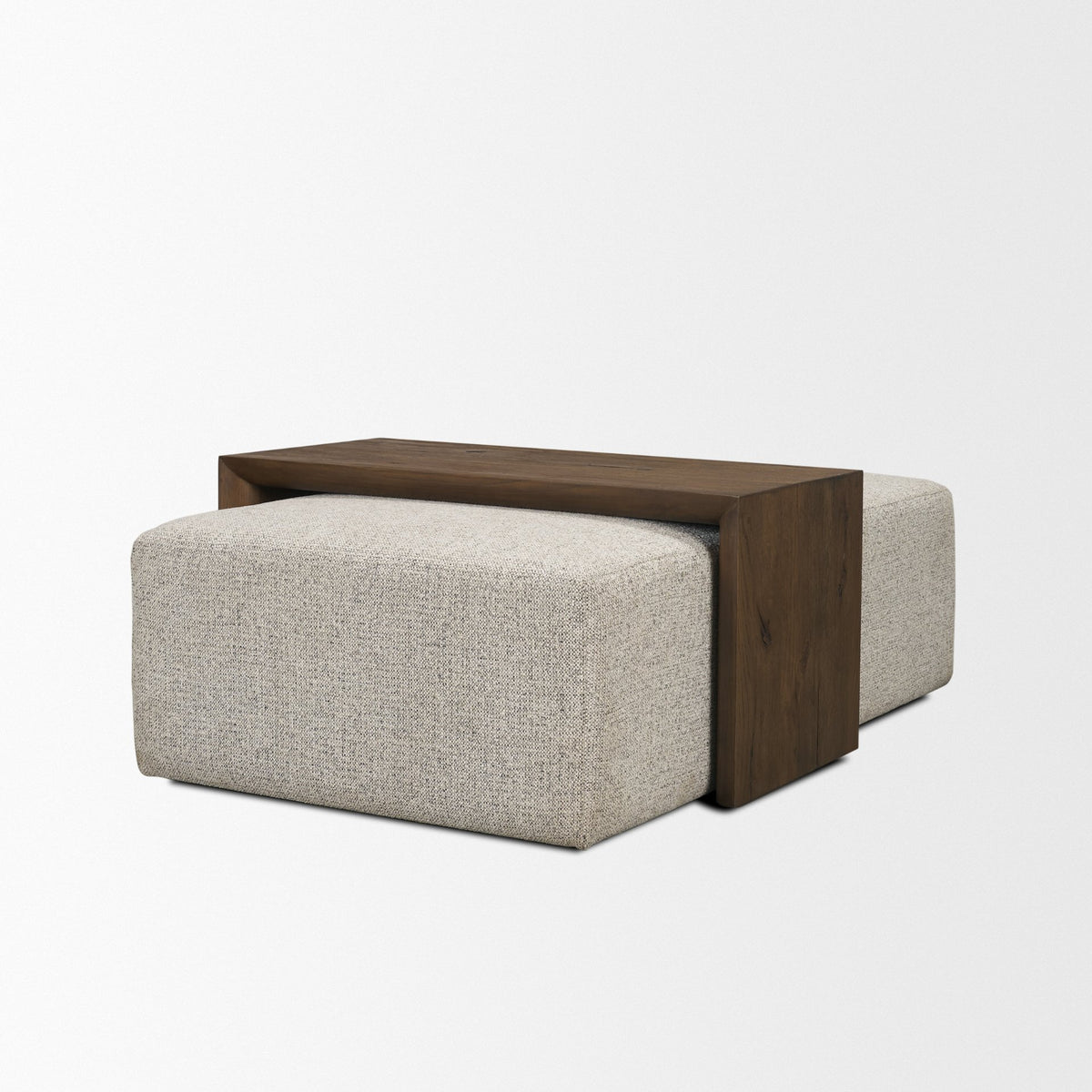 Trayden Gray Fabric w/ Brown Slider Top Coffee Table 55.0X 37.0X 46.0 (cm)-Coffee Tables-DECOROLALA