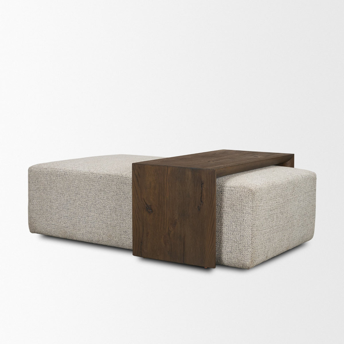Trayden Gray Fabric w/ Brown Slider Top Coffee Table 55.0X 37.0X 46.0 (cm)-Coffee Tables-DECOROLALA