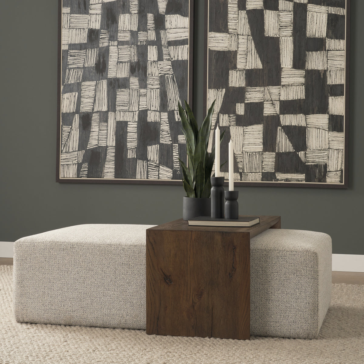 Trayden Gray Fabric w/ Brown Slider Top Coffee Table 55.0X 37.0X 46.0 (cm)-Coffee Tables-DECOROLALA