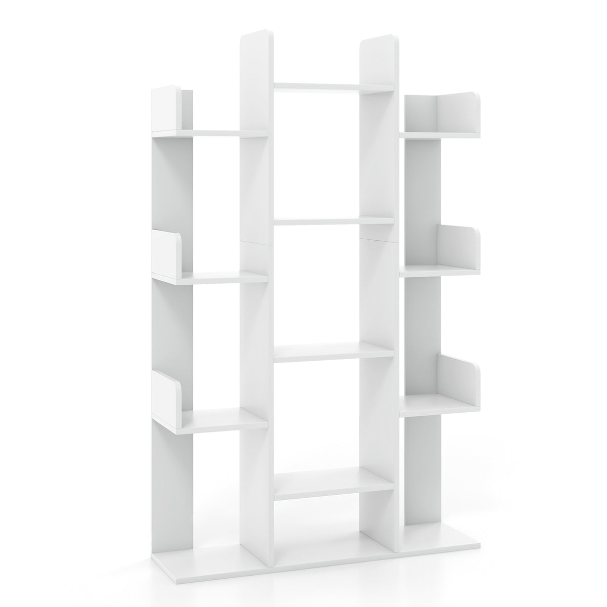 Tree-Shaped Bookshelf with 13 Compartments-White-Bookcases-DECOROLALA