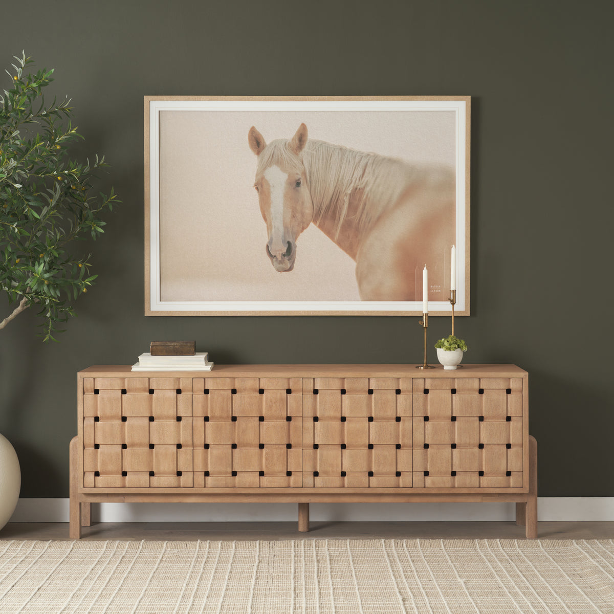 Trellyn 4-Door Sideboard - Solid Wood Light Brown-Sideboards & Buffets-DECOROLALA
