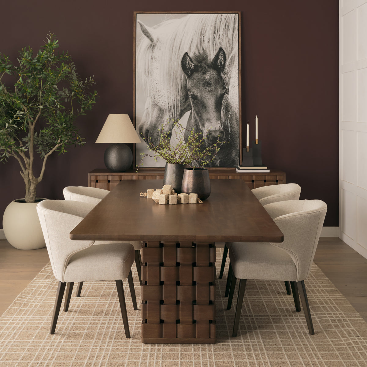 Trellyn 99"L x 44"W Rectangular Dining Table | Modern | Wood | Seats 8-Dining Tables-DECOROLALA