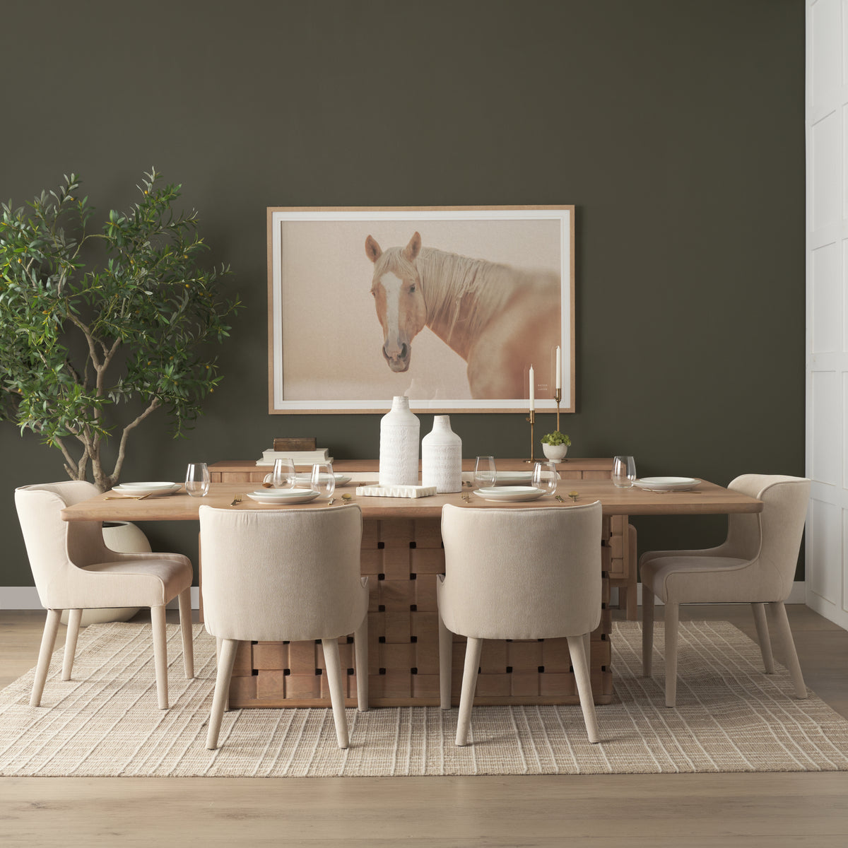 Trellyn 99"L x 44"W Rectangular Dining Table | Modern | Wood | Seats 8-Dining Tables-DECOROLALA
