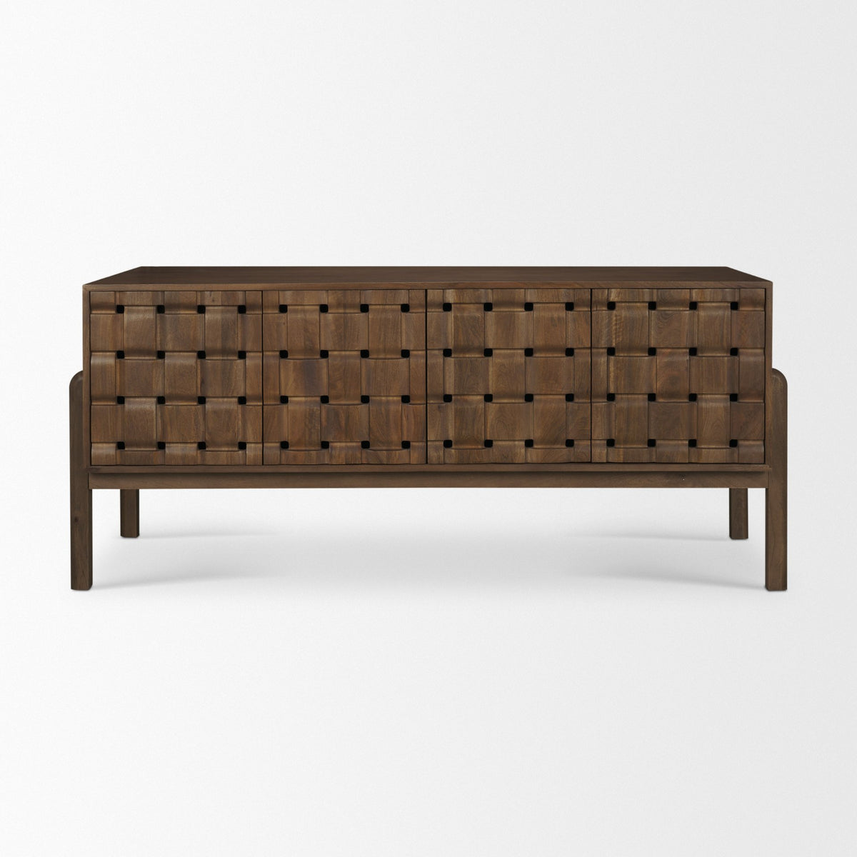 Trellyn Dark Brown Solid Wood Carved Woven Desk-Office-DECOROLALA