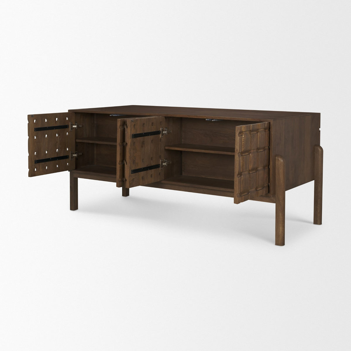 Trellyn Dark Brown Solid Wood Carved Woven Desk-Office-DECOROLALA