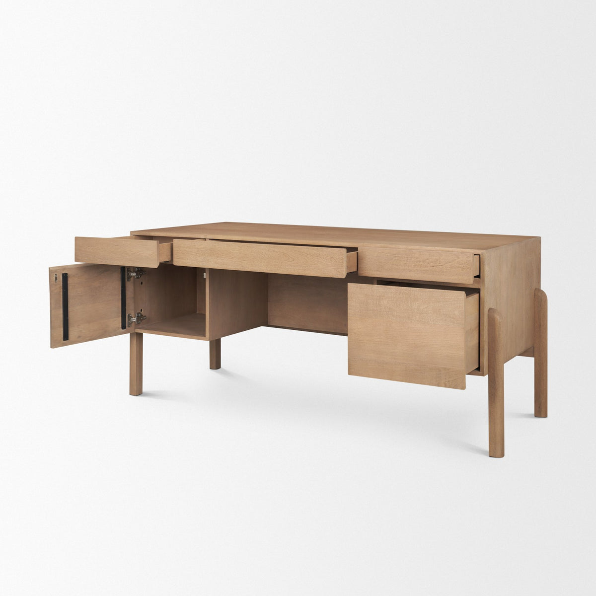 Trellyn Dark Brown Solid Wood Carved Woven Desk-Office-DECOROLALA