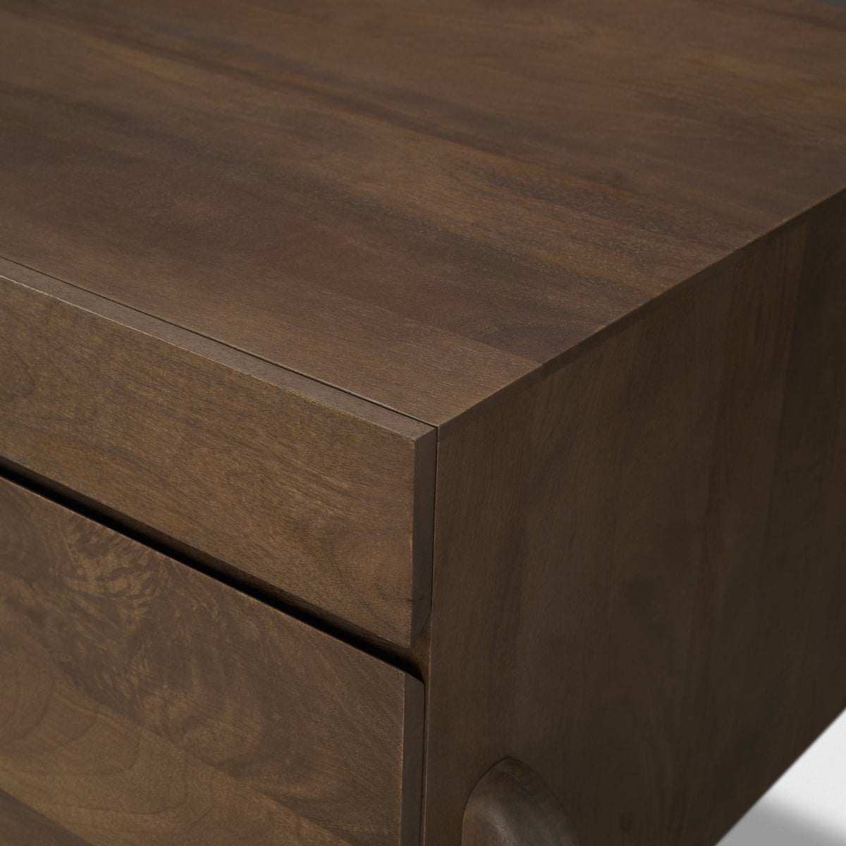 Trellyn Dark Brown Solid Wood Carved Woven Desk-Office-DECOROLALA